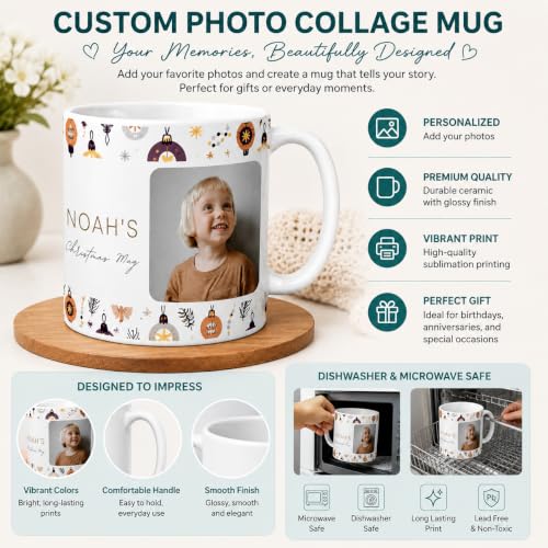 Image of BESSE Personalized Coffee Mug - Custom Photo Mug with Picture, Name & Text, 325ml (11oz) Ceramic Cup - Unique Gift for Mom, Dad, Him, Her - Diwali, Birthday, Return Gift