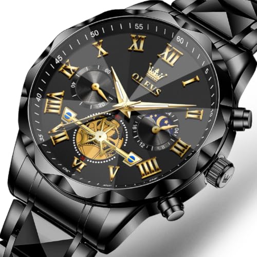 Image of OLEVS Watches for Men Chronograph Business Dress Large Face Mens Wristwatch | Stainless Steel Strap, Luminous, 30M Waterproof, Multifunction,Watch Gift for Men