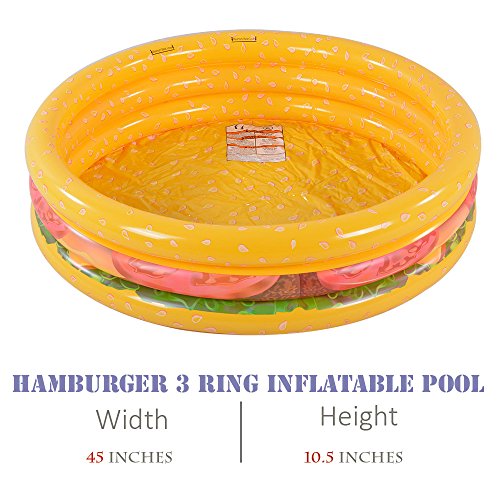 Kiddie Pool, Hamburger 3 Ring Inflatable Pool For Kids, Ideal Water Pool In Summer, 45 Inches Inflatable Swimming Pool, For Ages 3+ #TOP3