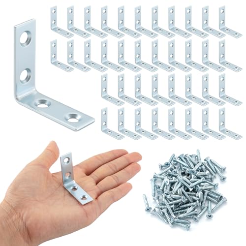 40 Pack L Bracket Corner Braces, Small Metal L Brackets for...