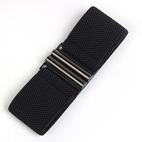Women's Simple Black Elastic Stretch Wide Waist Belt for Dress (25-39inch)4