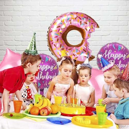Image of Rozi Decoration Donut & Ice Cream Theme Foil Balloons - 5 Pcs Set (Pink) - Kids Unisex - Birthday Decorations