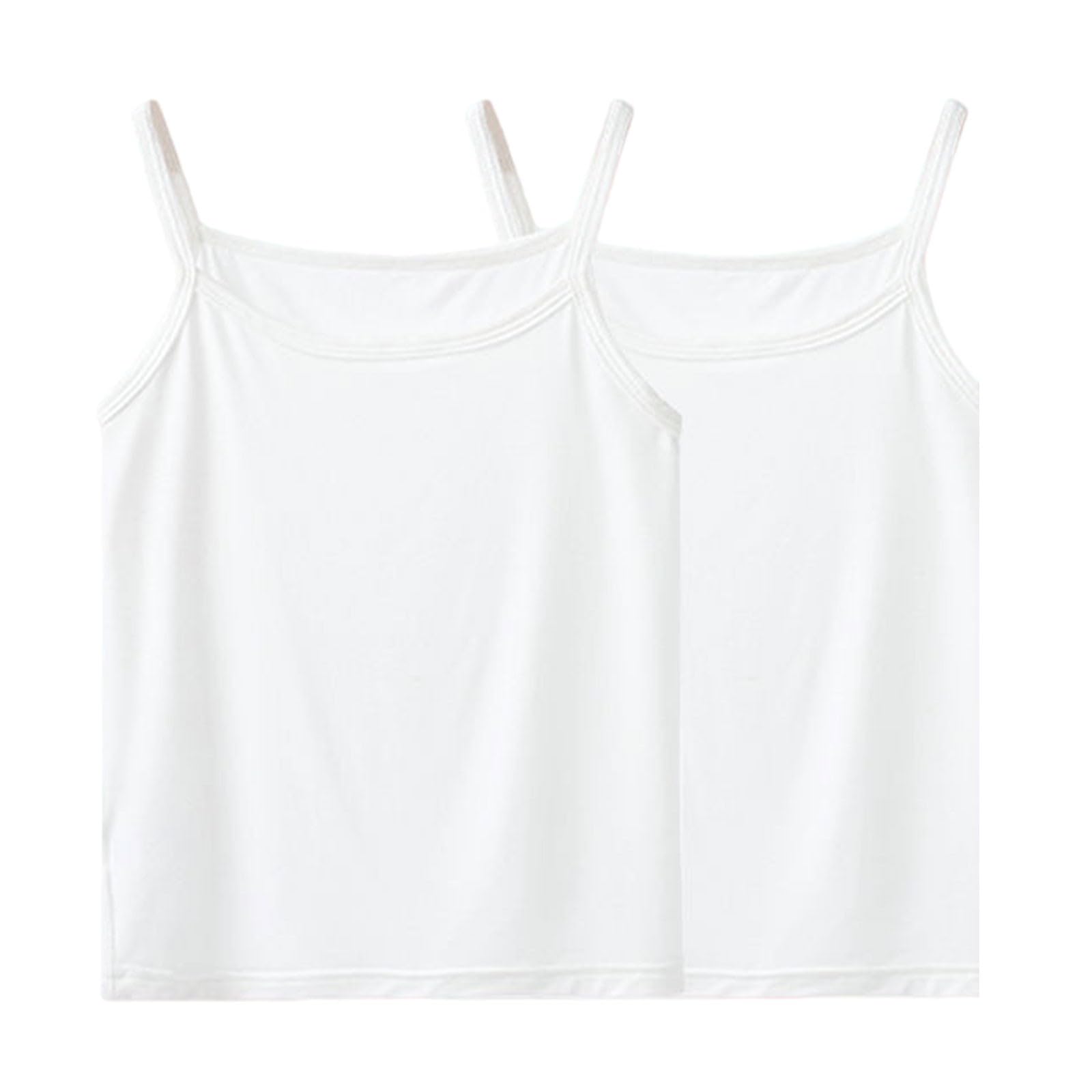 Camiseta deportiva para niñas, paquete de 2 unidades, lisa, tirantes delgados, sin mangas, para adolescentes, niñas, verano, atletismo, yoga, baile, gimnasio, capa base, cómoda, ligera, suave