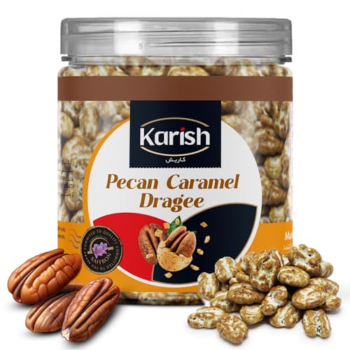 Karish Pecan Dragee Caramel180g-Crunchy Sweet Nut Snack - Handcrafted Gourmet Treat & Festive Gift Box