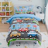 Transportation Kids Bedding Set for Boys, Ultra Soft Microfiber Comforter Set Twin Size with 3-Pieces, Comforters Bed Sets for Boy Children Kids