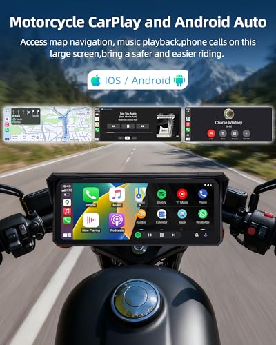 Image of 8.1 inch 4K Motorcycle CarPlay Screen w 4K Dash Cam Wireless Carplay Android Auto Screen for Motorcycle with GPS Navigation Voice Control WiFi Video Dual Bluetooth IPX7 Waterproof Wired Control