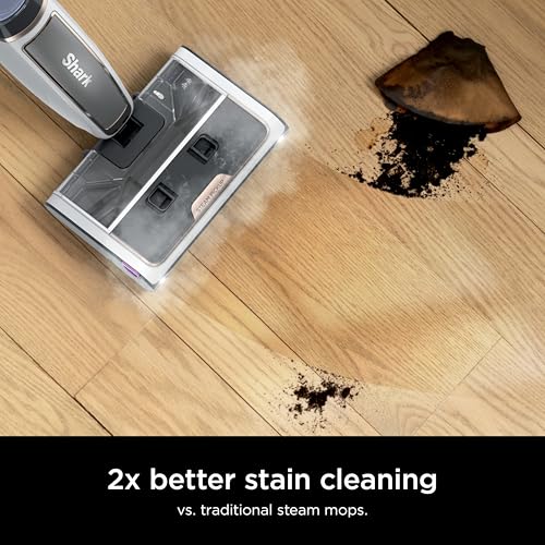 Image of Shark Steam Pickup 3-in-1 Steam Mop Picks Up Debris, Deep Scrubs, & Steam Sanitizes - All At Once, Lightweight Steam Cleaner for Home, Steam Cleaner for Hardwood, Tile & Laminate, White, SD205CCO (Renewed)