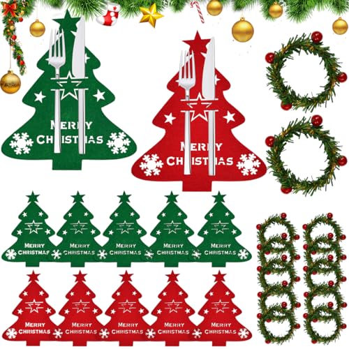 Zuxbolf 12 Stück Bestecktasche Weihnachten Filz mit 12...