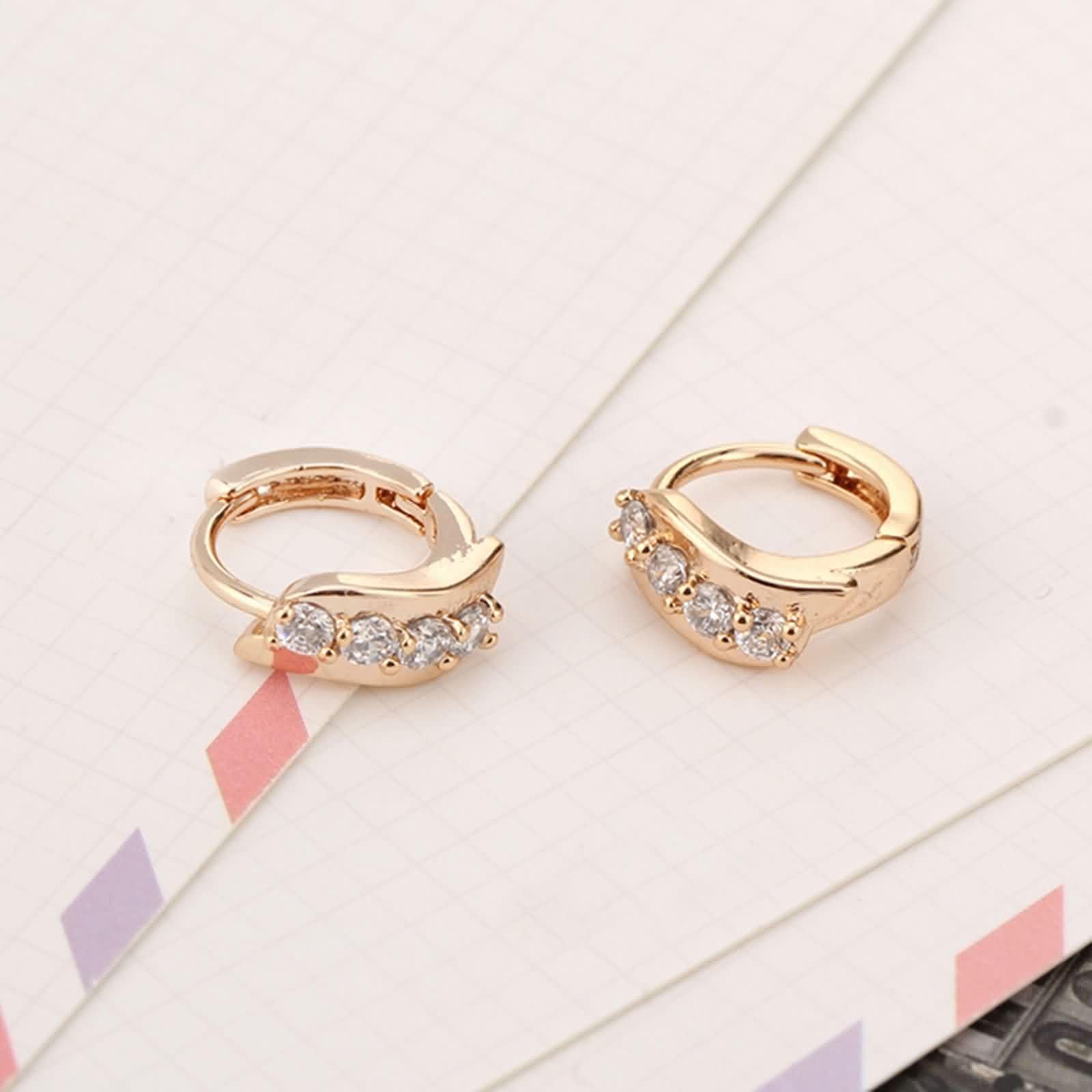 AMDXD Au585 - Pendientes de aro para mujer con moissanita, oro de 14 quilates, joyas pequeñas de oro real