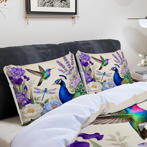 Parure de lit paon 3D de qualité supérieure en microfibre douce avec fermeture éclair - 6