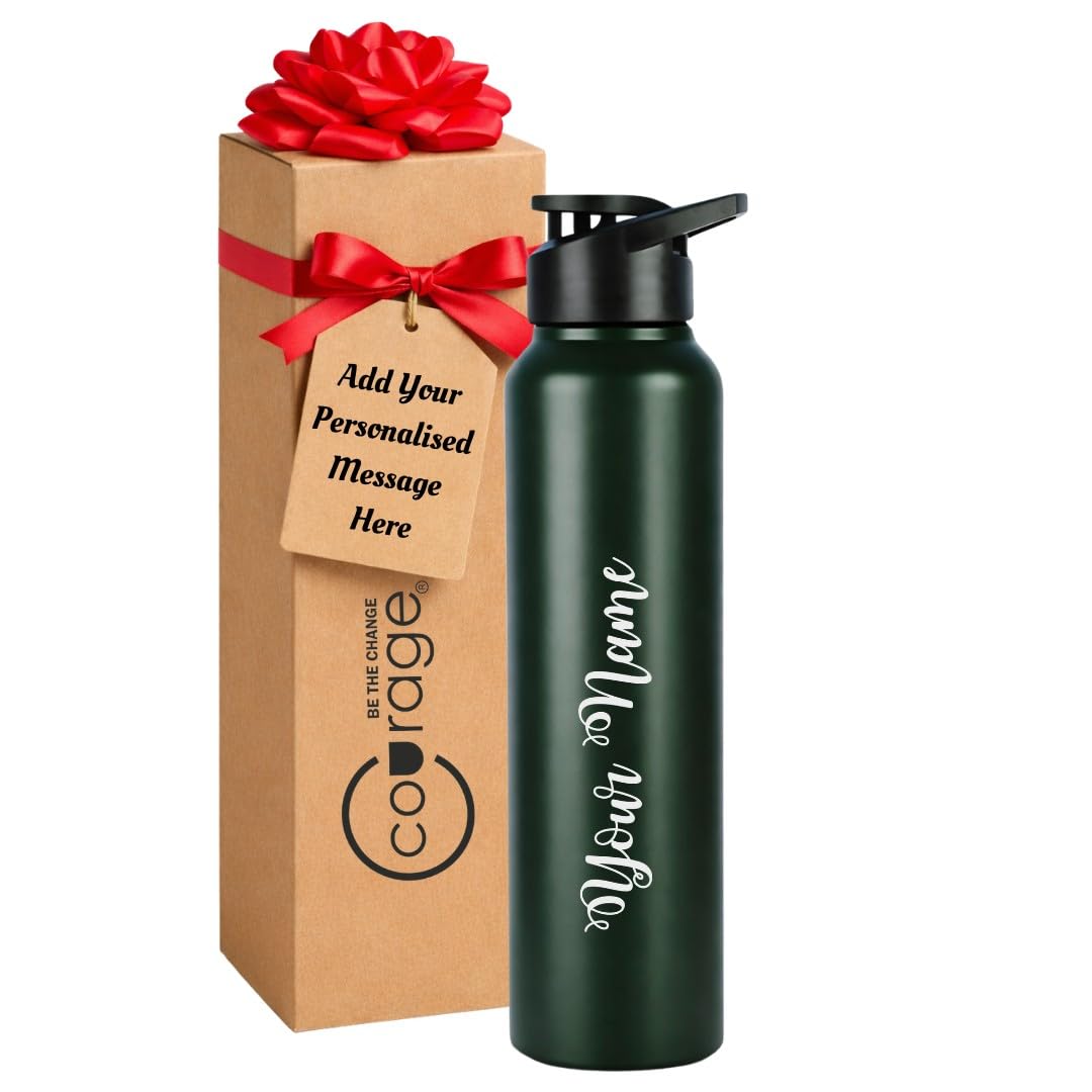 COURAGE Stainless Steel Customize Sipper Water Bottle 1Liter Leak Proof for Fridge Home Office Travel School Kids Boys Girls Adults Sports Gym Yoga - Black — Amazon image 10