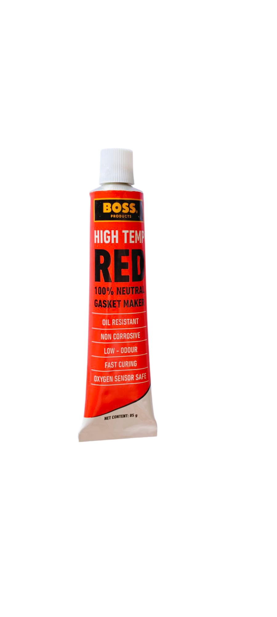 BOSS High Temperature Red Gasket Maker, Oil Resistant, Non-Corrosive, Fast Curing, 85g