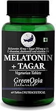 Melatonin 10mg with Tagar 250mg | 60 Vegetarian Tablets | Natural Sleep Aid | Non-Habit Forming | Supports Deep Sleep, Stress Relief & Relaxation | Ayurvedic Sleep Support