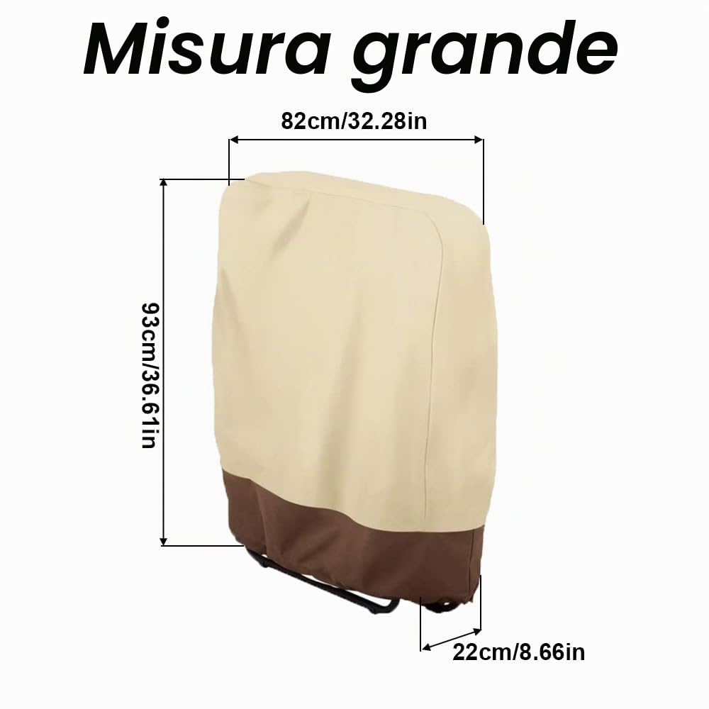 2 coperture per sedie pieghevoli per esterni, 82 x 93 x 22 cm, impermeabili, per la casa, il giardino, i mobili (nero)