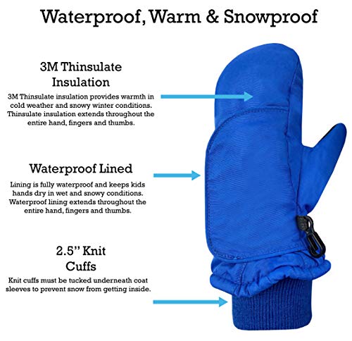 Image of N'Ice Caps Kids Waterproof Snow Mittens Cold Weather Thinsulate Insulated