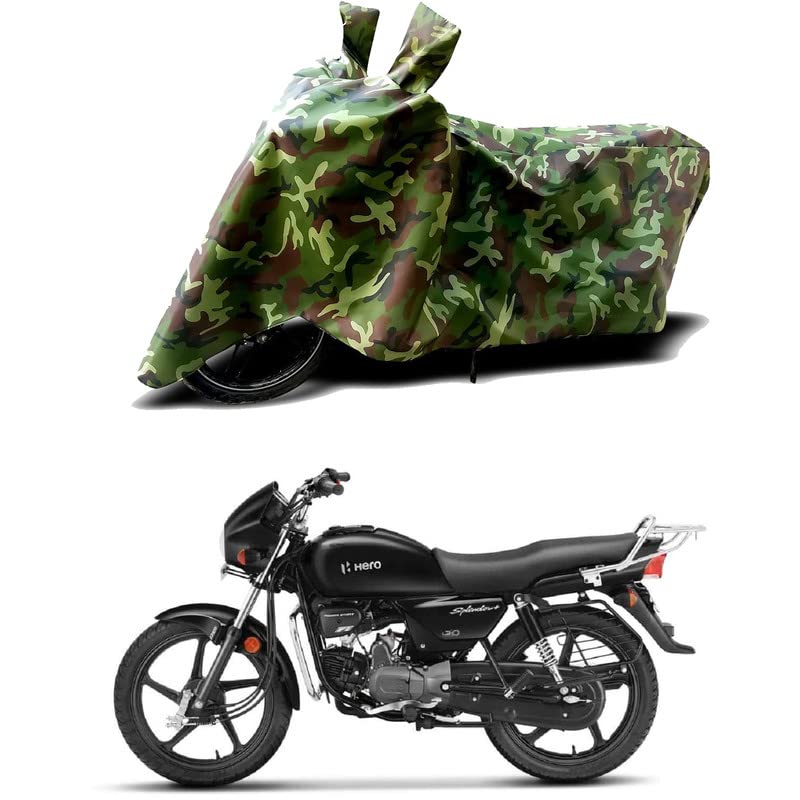 Image of 100% Water Resistant Bike Scooty Two Wheeler Body Cover Compatible For Hero Splendor Plus BS6 /UV-Rays /Heat Protection /Birds Dropping /Scratchproof /Dust proof /Waterproof /All Varient[Green MJ]