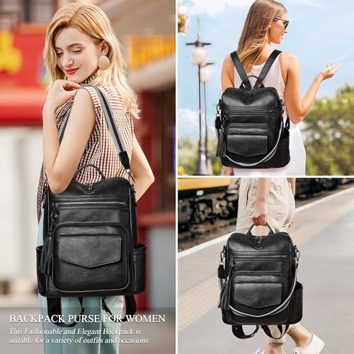 Image of Shrrie Leather Womens Backpack Purse Convertible Crossbody Shoulder Strap