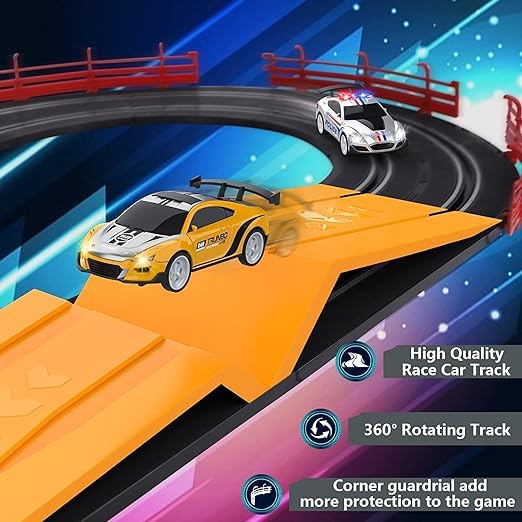 GORMERY Electric High-Speed Slot Car Race Car Track Sets with 2 1:43 Scale Slot Cars and 2 Hand Controllers with Headlights and Dual Racing, Toys Gifts for 6 7 8 9 10 11 12 Boys Girls 3