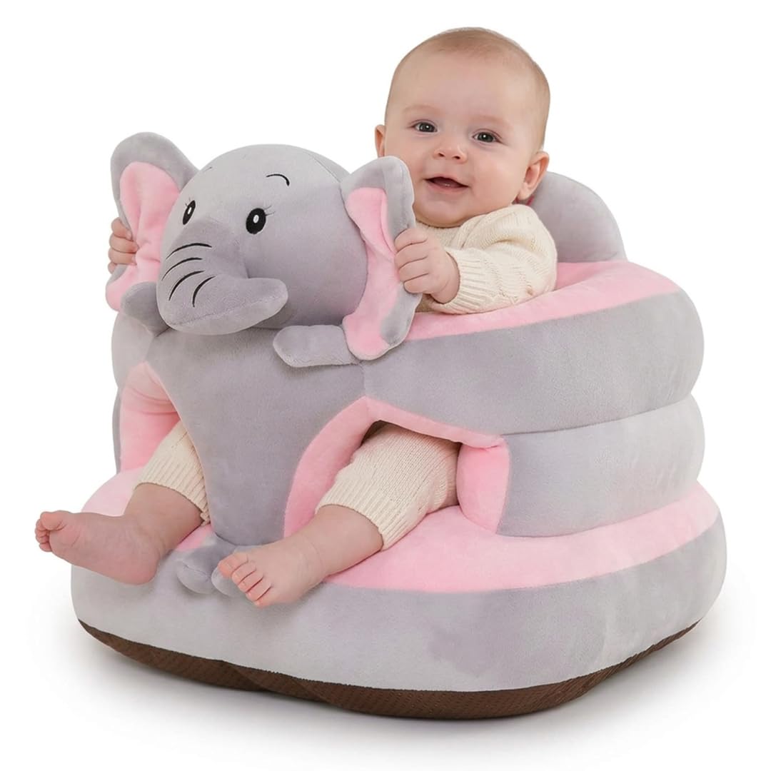 Baby-Sit-up-Stuhl, Elefanten-Sit-Me-Up-Bodensitz für Babys, weiches Plüsch-Stützkissen mit rutschfester Basis, Säuglingszubehör (grau), Heimdekoration