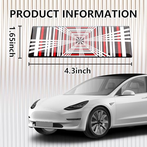 Image of Plaid Badge Sticker for Tesla Model 3 Y S X Cybertruck, Space Tunnel Emblem Sticker Performance Exterior Rear Trunk Accessories