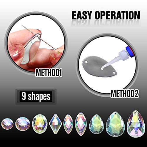 TOAOB 117 Pieces Sew On Rhinestone AB Clear Gems Acrylic Faceted Flatback Sewing Crystal Rhinestone Mix Shape for DIY Crafts Clothes Shoes Bag Decoration - Image 4