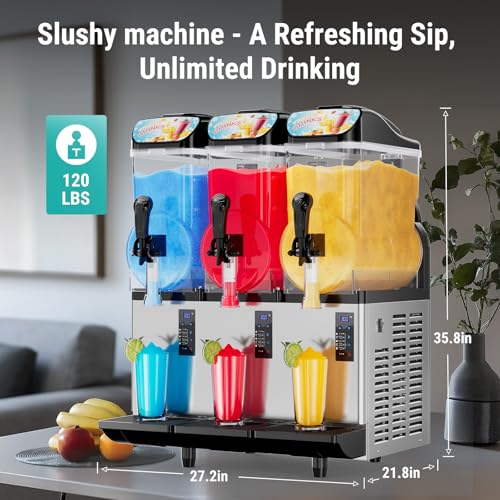 Image of Commercial Slushy Machine with LED Light, 45L Tanks Frozen Drink Machine