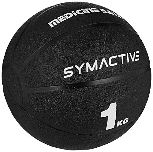 Image of AmazonBasics 13mm Extra Thick Yoga and Exercise Mat with Carrying Strap, Pink and Amazon Brand - Symactive Medicine Ball, 1 KG Combo