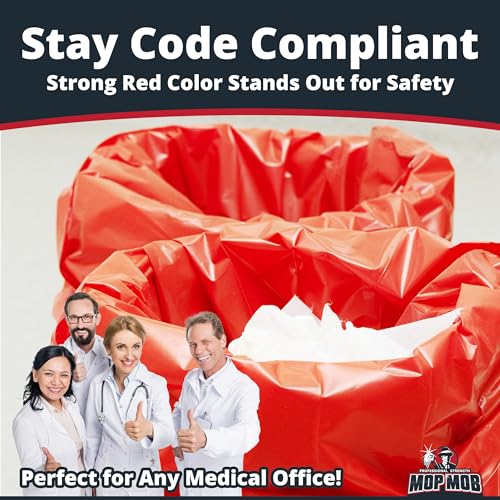 Image of No Leak, Hospital Grade Biohazard Waste Bags 150 Pk. 10 Gallon, 24 inch Red Trash Liner With Hazard Symbol For Infectious Waste Disposal (Pack of 2)