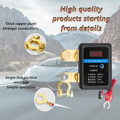 Image of Remote Battery Disconnect Switch 12V Smart LED Remote Control | LED Indicator, Remote Battery Kill Switch, Car Battery Disconnect, 12V for Vehicle, Truck RV Boat
