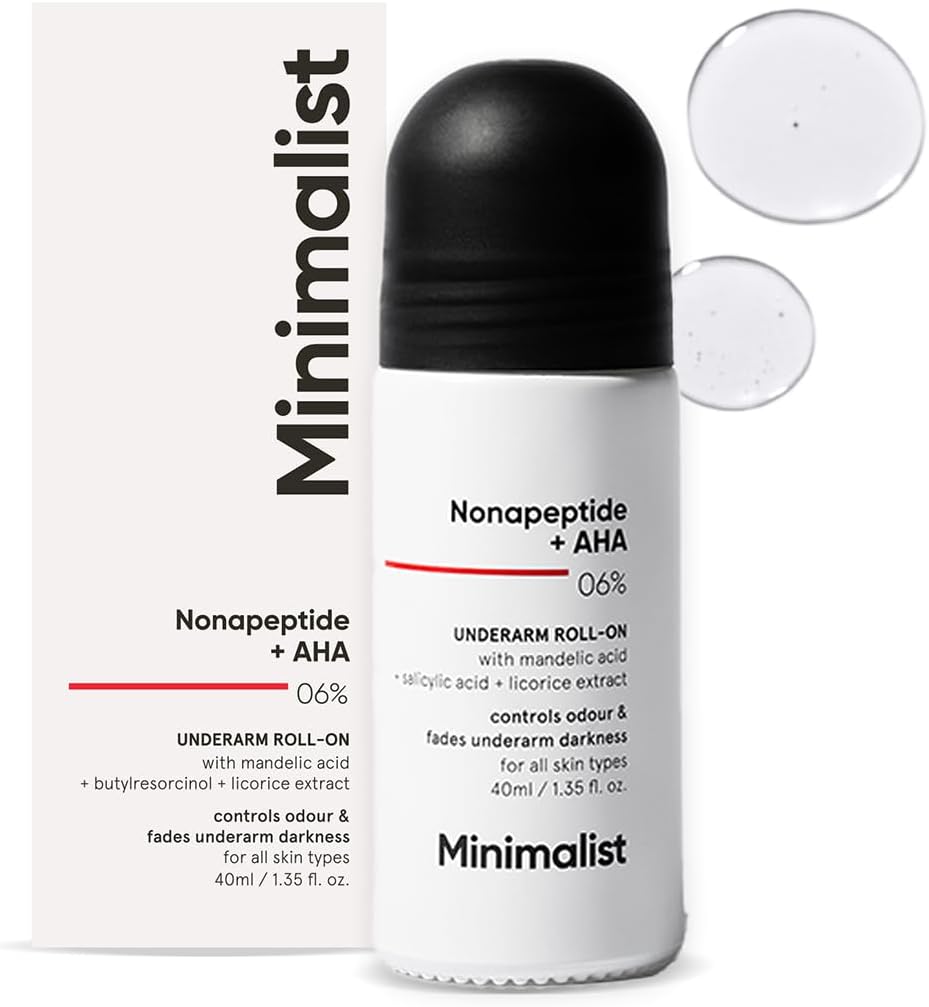 - Underarm Roll On Deodorant with Nonapeptide + AHA BHA 06% | Controls Odour & Fades Darkness | Fragrance & Aluminium Free | Exfoliating Deo For Women & Men | 40ml