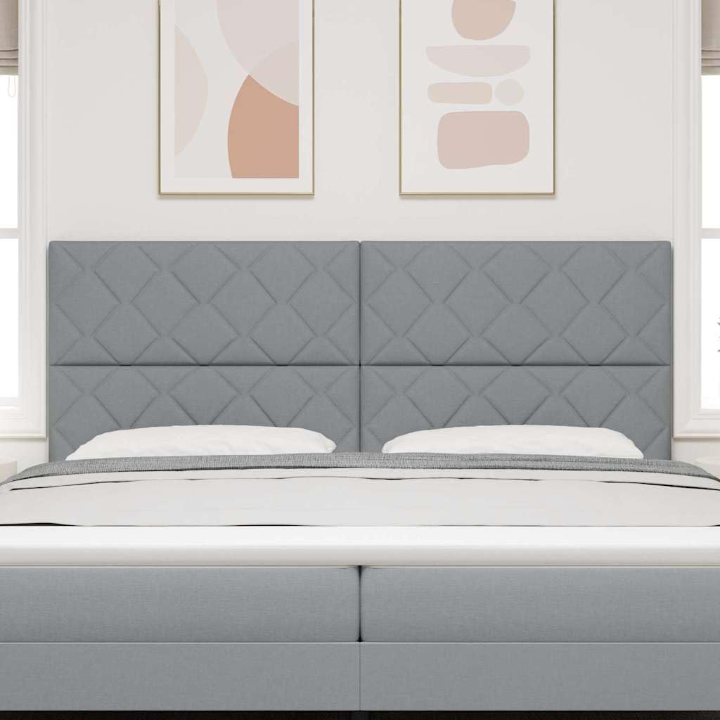 Cabecero de cama de 200 cm de ancho - Funda de tela gris claro - Acolchado con marco de madera de pino - Diseño moderno - Robusto y duradero - Altura ajustable - Para dormitorio, cama