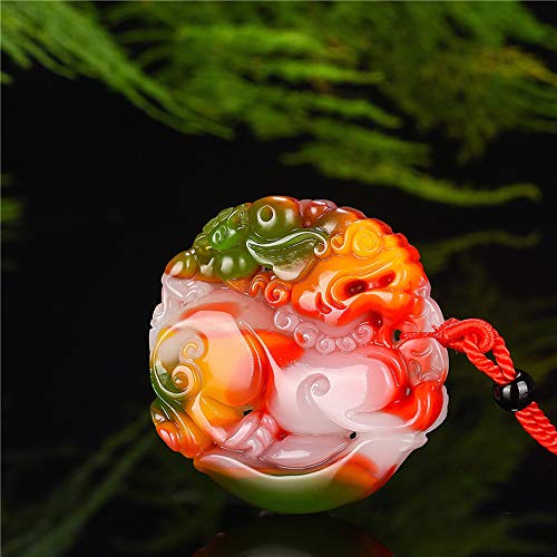 Pendentif en jade naturel Hetian rouge et blanc sculpté à la main - 2