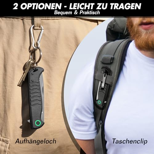 FLISSA Taschenmesser Klappmesser mit G10-Griff, 14C28N Edelstahlklinge, Scharfes Outdoor Messer, EDC-Messer für Camping, Gefaltete Länge: 10,8 cm – Bild 6