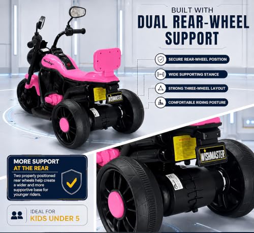 Image of Wishmaster Mini Harlay Electric Ride-On Bike for Kids | 6V Battery-Operated Motorcycle | Foot Accelerator | Suitable for Girls Aged 2-5 Years | Sturdy & Safe Toy Bike