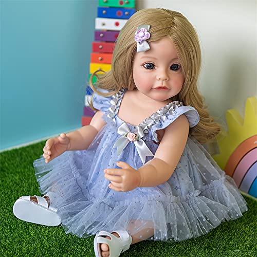 Anano 22 Inch Realistic Newborn Baby Dolls Cute Reborn Baby Dolls Silicone Full Body Washable Reborn Toddler Baby Girl