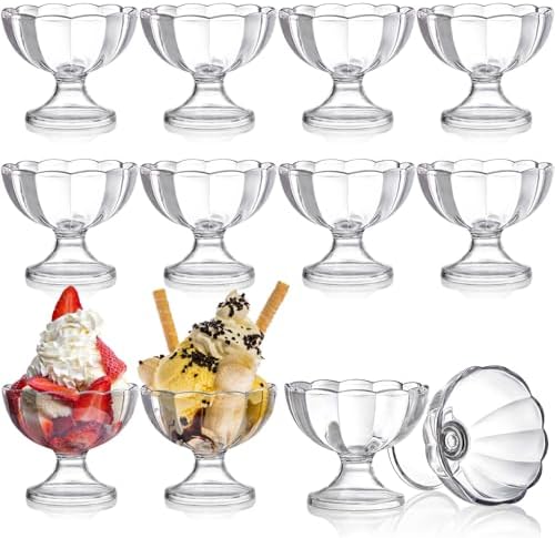 Rozer 4 Pcs Ice Cream Bowls 8.5 Oz Colorful Clear Acrylic Dessert Cups Footed Cute Plastic Trifle Bowl For Serving Sundae Salad Ice Cream Cocktail - View #12