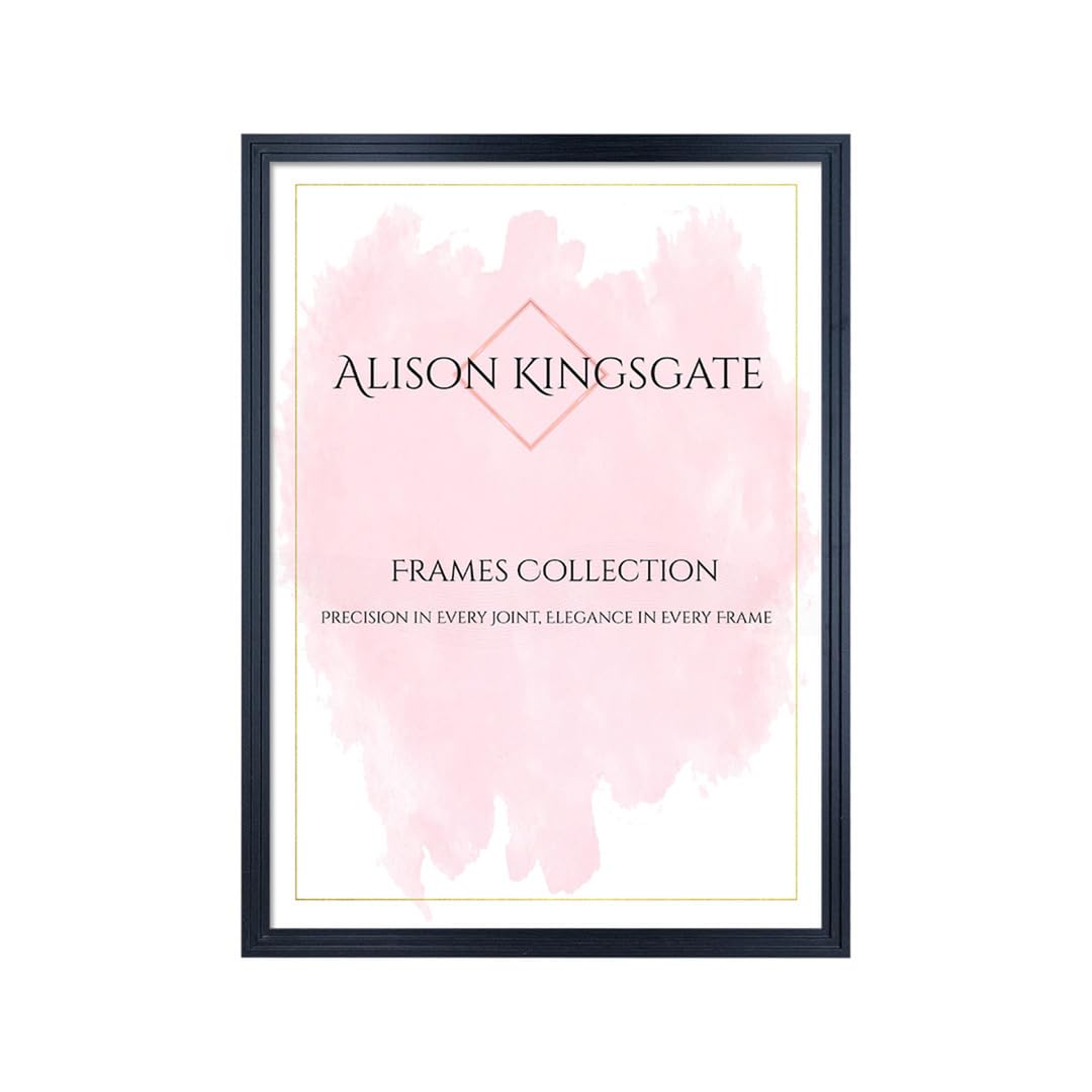 Alison Kingsgate Step 80X40CM Black Picture Frames - Engineered Wood Photo Frame with Shatterproof Perspex - Suitable for Wall Hanging or Tabletop Display - Available Sizes A0 to 100X90CM