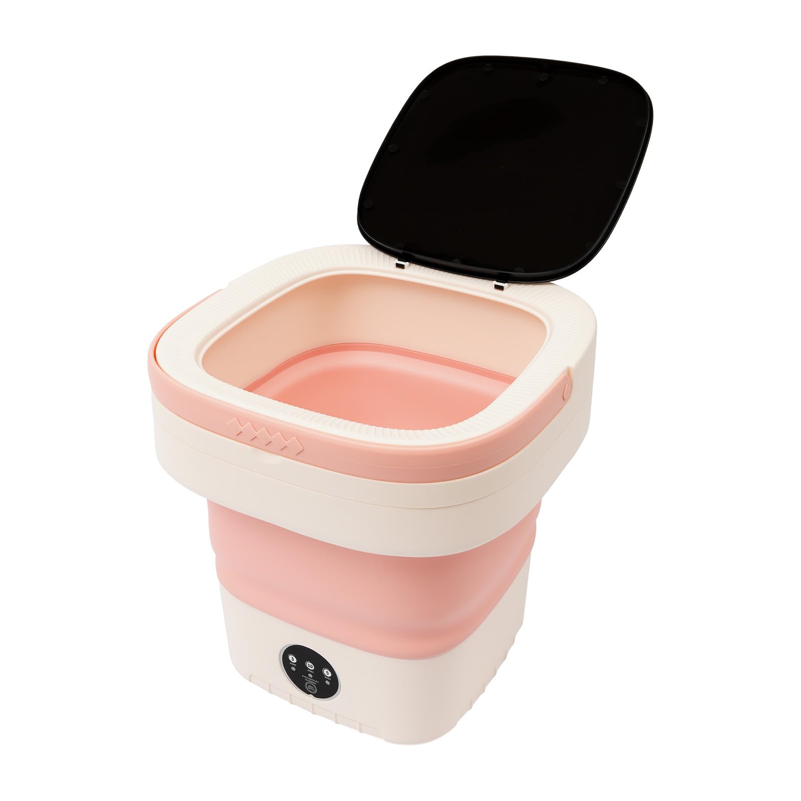 Mini-Waschmaschine 12L, Faltbare Camping Waschmaschine mit Entwässerungskorb, 3 Modi Tiefenreinigung | Stabil | Hochwertig, Reisewaschmaschine für Unterwäsche, Socken (Rosa)