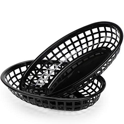 Eusoar Plastic Bread Serving Baskets, 24Pcs 9.4" X 5.9" Fry Fast Food Baskets, Oval-Shaped Tray For Fast Food Restaurant Supplies, Deli Serving, Chicken, Burgers, Sandwiches & Fries #TOP4
