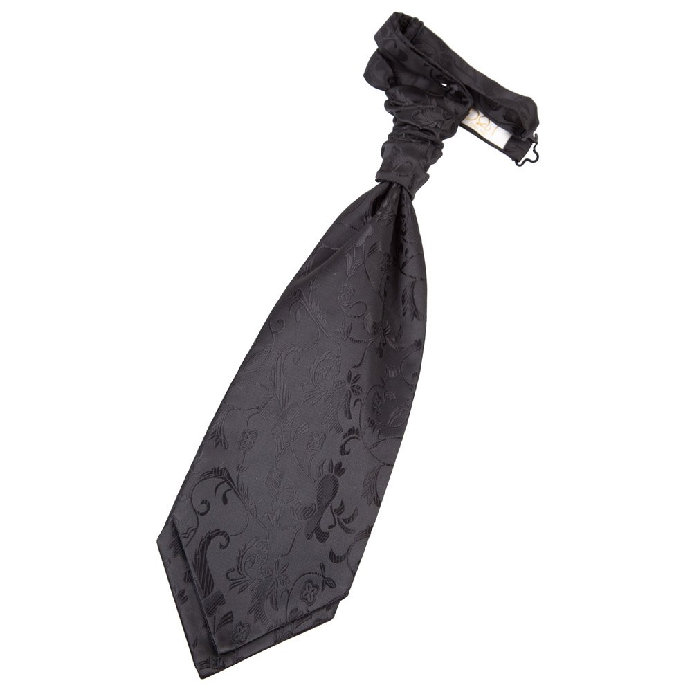 Dqt Men's Black Floral Passion Jacquard Pre-Tied Scrunchie Cravat - Wedding, Business & Formal Wear
