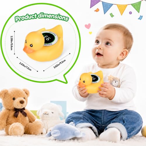 Image of Baby Bathtub Thermometer with LED Display Screen+Cute Duck toy-2-in-1 | Color Coded Alarm (Cold /Comfortable /hot) Bath Temperature Monitor, Adorable Floating Toys for Infants, Essential for Babies