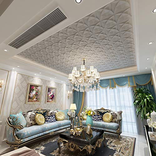 Image of Art3d Floral Decorative Ceiling Tiles, 24 x 24 in, 48-Pack, White