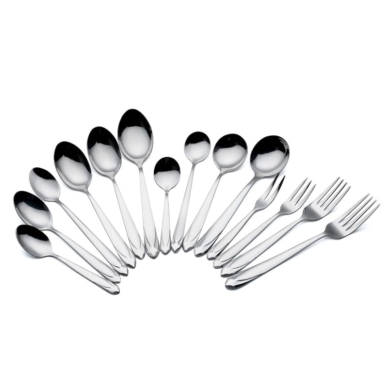 Zestaw sztućców ze srebra, widelec do steków, łyżeczka do deserów hotelowych, widelec do lodu, łyżka ze stali nierdzewnej, widelec.Silver-1Set