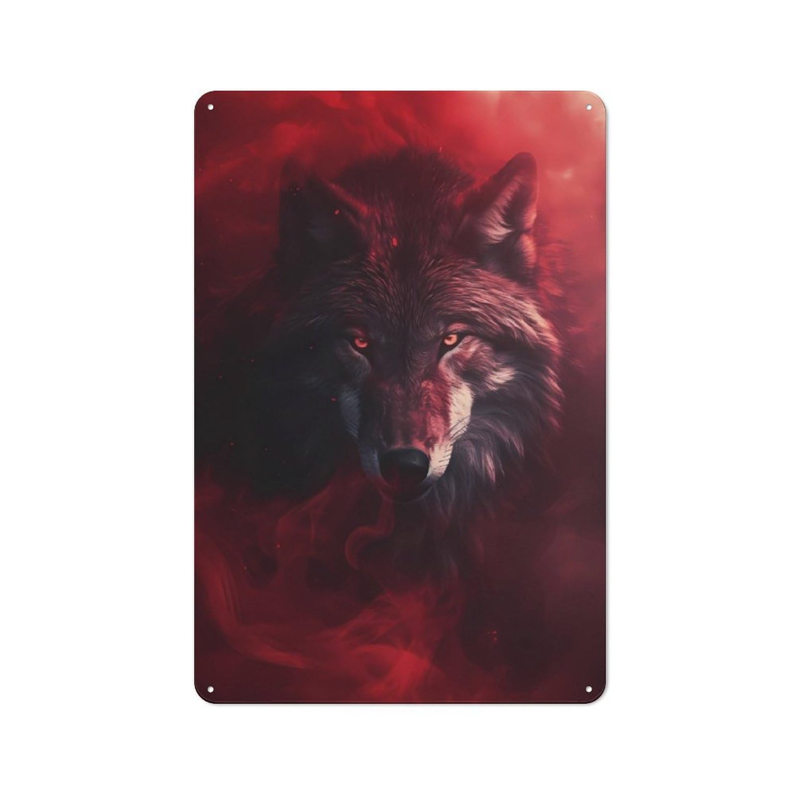 Rustic Wolf Smoke Tin Wall Sign 30x20cm, Kitchen Wall Decor for Bakery, Diner, Cafe Or Family Room