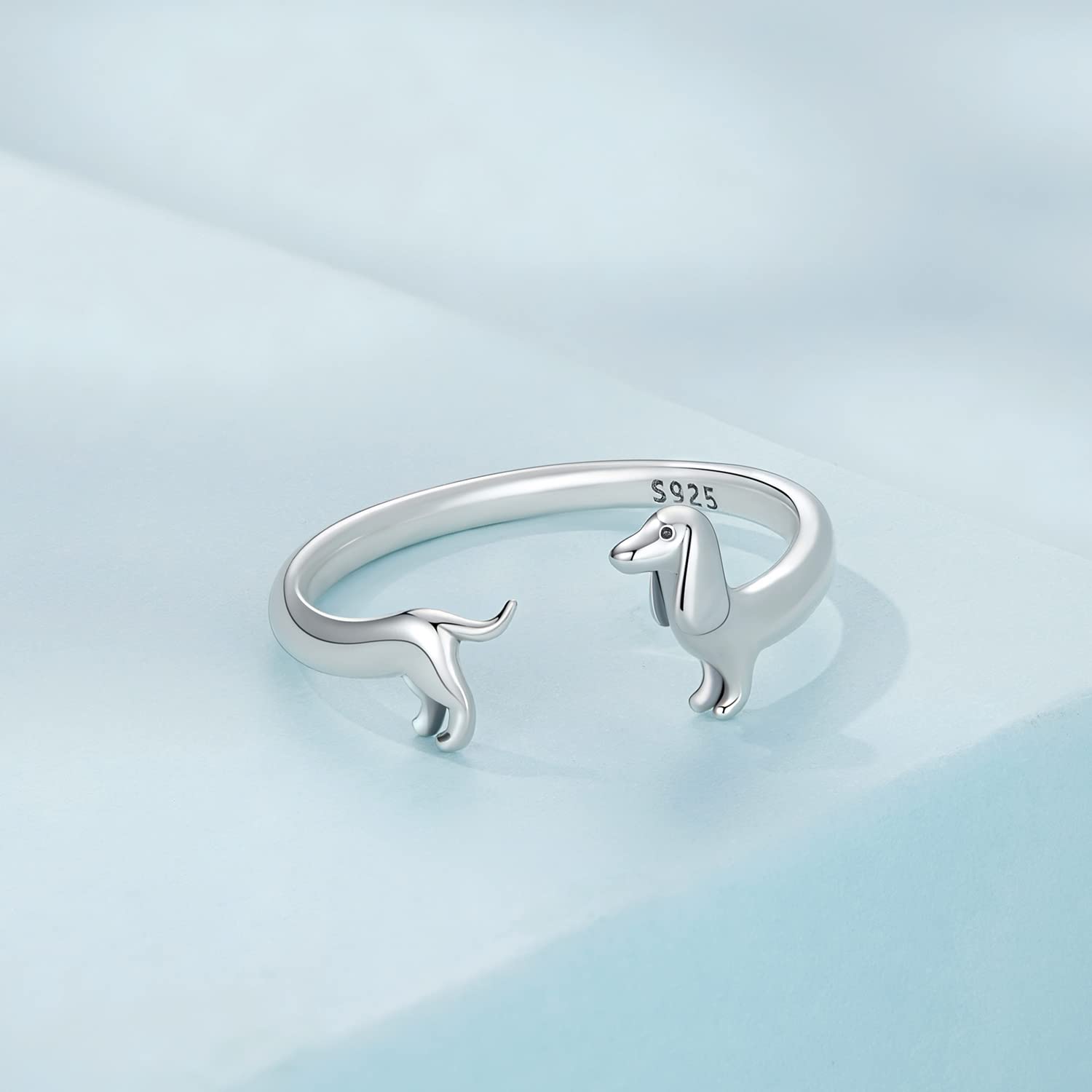Bassotto Volpe Devilfish Anello Regolabile con Apertura Personalizzato S925 Argento Donna Anello Carino Regalo Animale Nipote