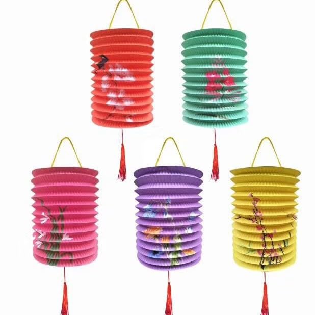 5PCS Paper Lanterns Colorful Vibrant Decoration 6.3inches Lantern with LED Lights, Hanging Lanterns for Dinner Birthday Party Classroom Outdoor Decor