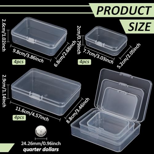 Image of BENECREAT 27 Pack Mixed Size Rectangle Mini Clear Plastic Bead Storage Containers Box Case with lid for Items,Pills,Herbs,Tiny Bead,Jewerlry Findings, and Other Small Items
