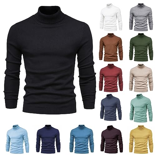 evzosrz Men's Turtleneck Sweater Slim Fit Casual Long Sleeve Basic Knitted Ribbed Fall Winter Warm Pullover Sweater3