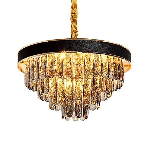Lustre en cristal moderne 9 lumières plafonnier suspendu doré pour salon