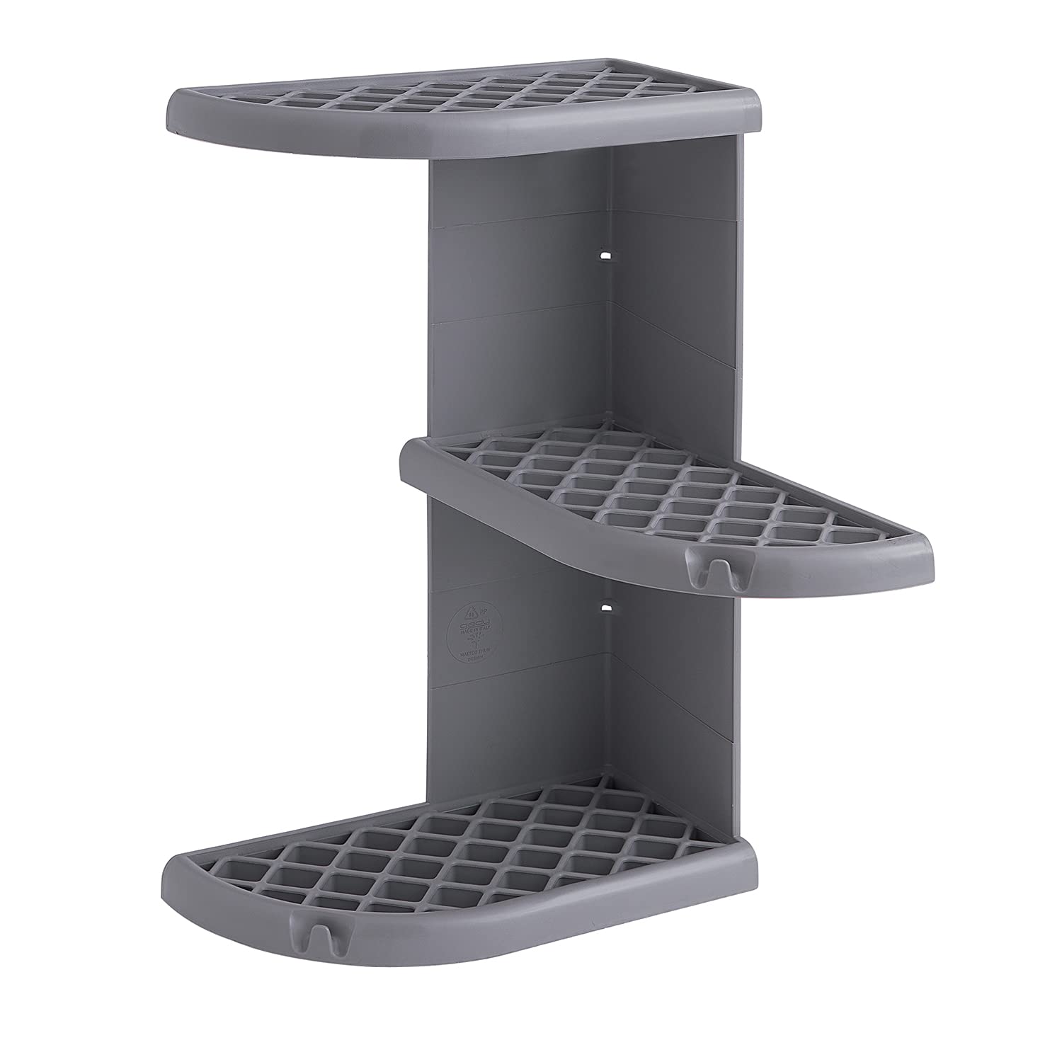 GEDY G-Oscar Mensola Doccia angolare, Colore Grigio, Dimensioni 37,3X23X23 CM Peso 0,356 kg, mensola Bagno in Resina, Finitura Grigia, Anni di Garanzia 2, Design R&S Gedy